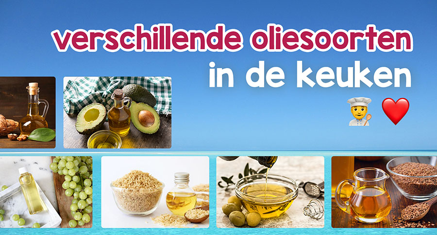 De verschillende oliesoorten in de keuken op een rijtje